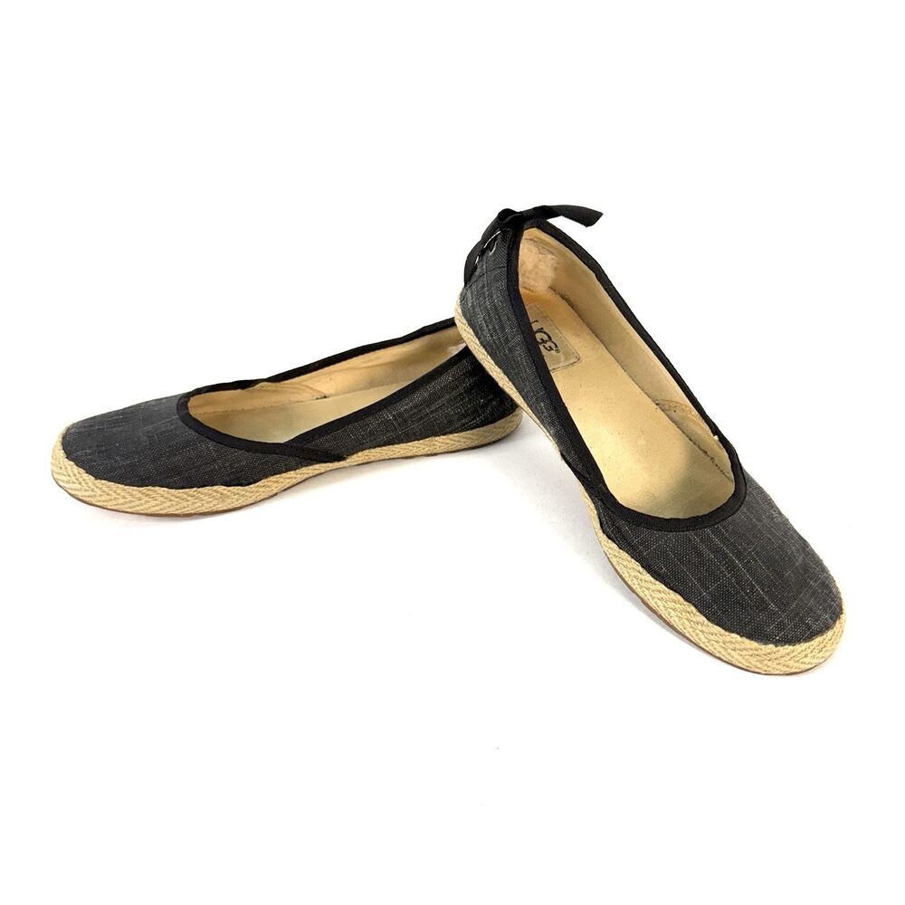 UGG Australia Indah Cotton Ballet Flats Black Gray 1003493 Women’s Size 7